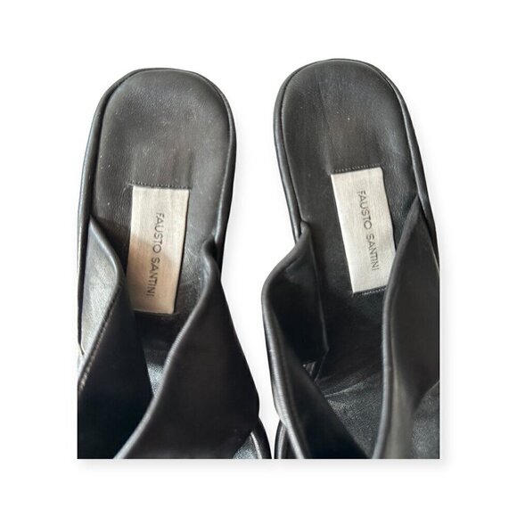 Vintage Y2K Faust Santini Black Wedge Slide Sandals, Size 40EU - Picture 12 of 14